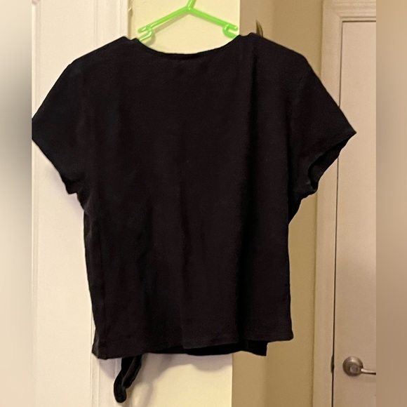 Madewell Black Textured Tie Front Blouse - Picture 2 of 3